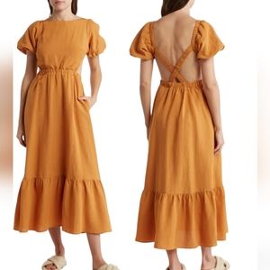 NWT Astr the label Jelena Backless Flowy Dress Sz M camel clay
